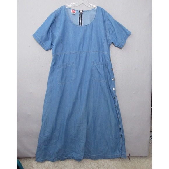 Rosey Tomato Dress Plus 22 Chambray Modest Countryside Midi Prairie Vintage Boho - Picture 1 of 11